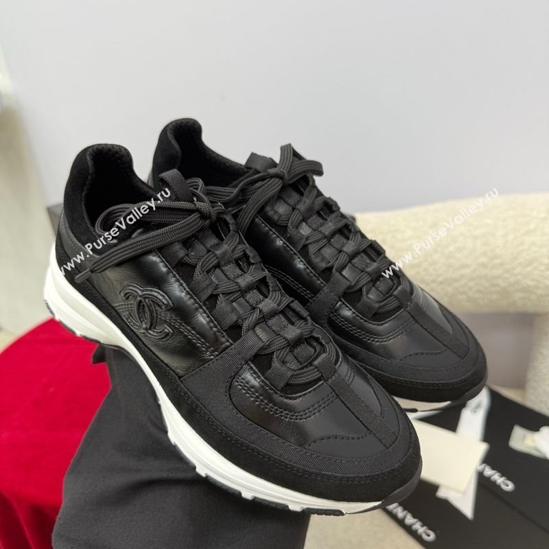 Chanel Shiny Calfskin Suede Sneakers Black 2025 G46609 (SS-250901042)