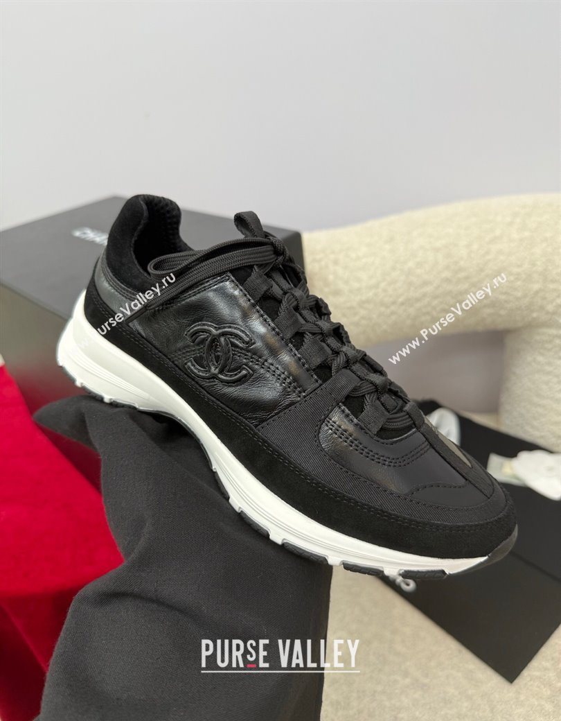 Chanel Shiny Calfskin Suede Sneakers Black 2025 G46609 (SS-250901042)