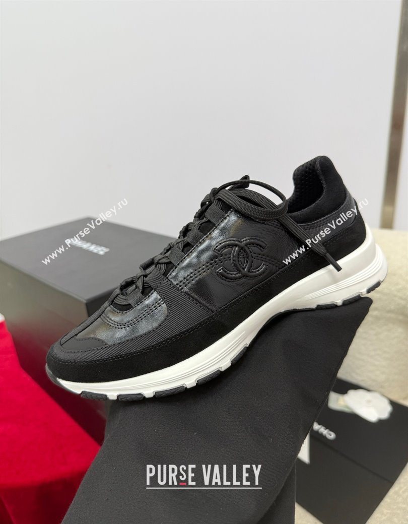 Chanel Shiny Calfskin Suede Sneakers Black 2025 G46609 (SS-250901042)