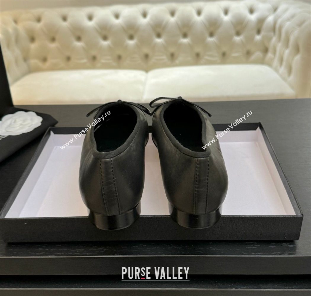 Chanel Classic Lambskin Patent Calfskin Ballet Flats with Bow Black 2025 0901 (MD-250901023)