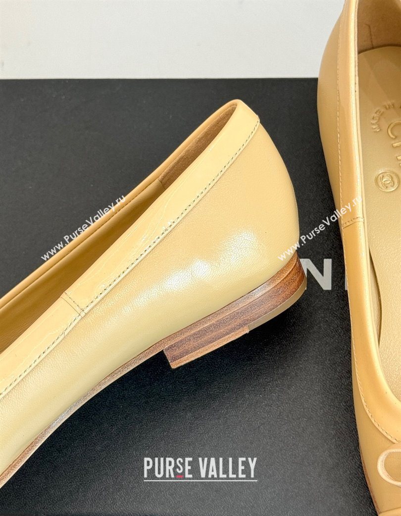 Chanel Calfskin Patent Leather Ballet Flat with Bow Beige 2025 CH090108 (MD-250901086)