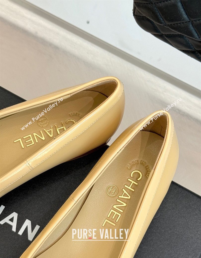 Chanel Calfskin Patent Leather Ballet Flat with Bow Beige 2025 CH090108 (MD-250901086)
