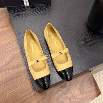 Chanel Lambskin Patent Calfskin Mary Janes Ballet Flats with Bow Beige 2025 CH090109 (MD-250901104)