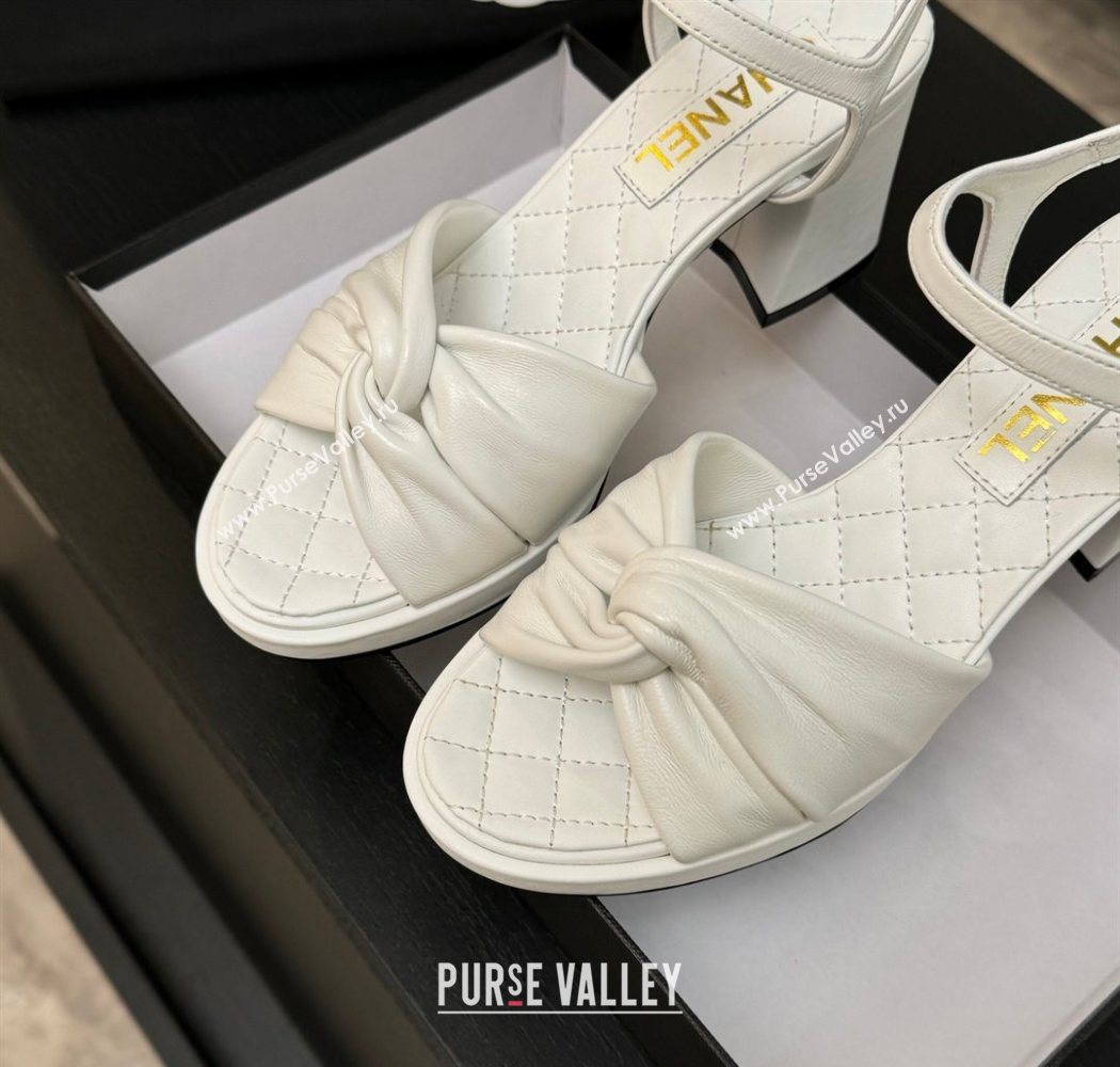 Chanel Knot Lambskin Leather Heel Sandals White 2025 CH090101 (MD-250901028)