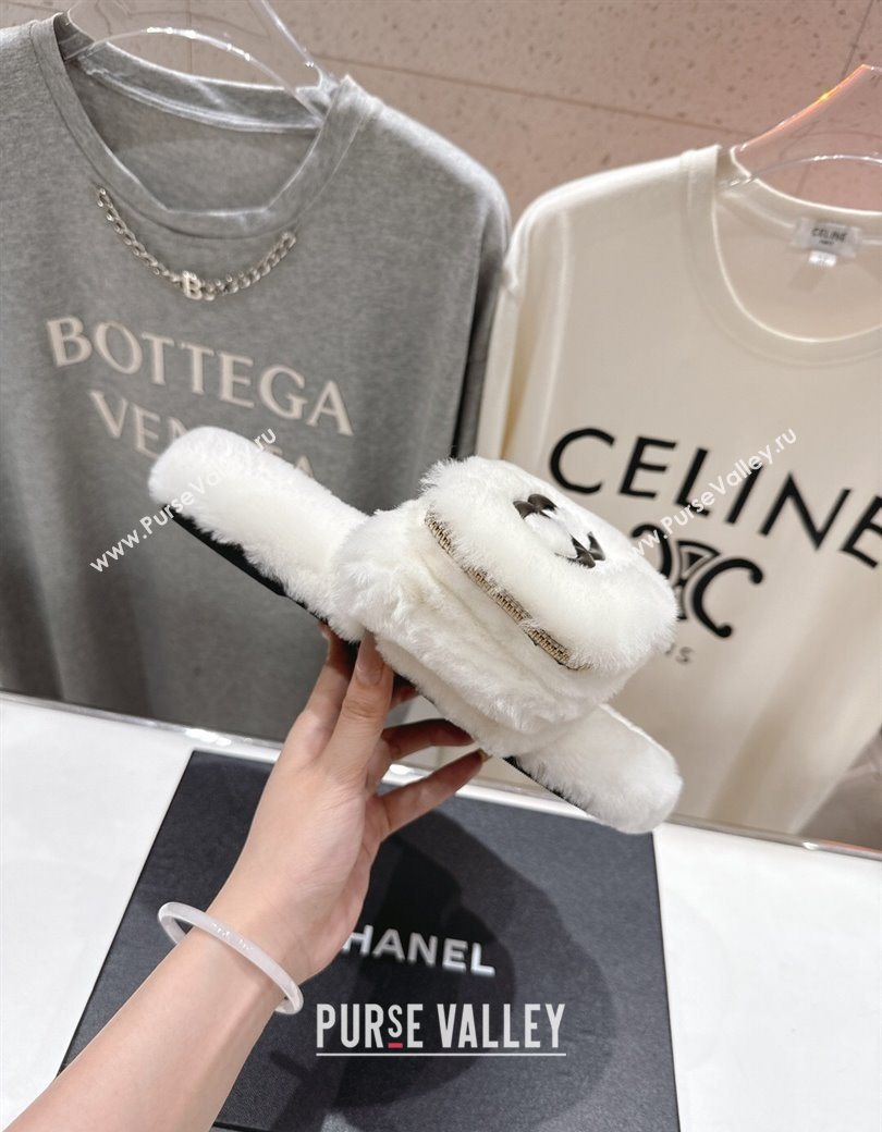 Chanel Wool Flat Slides Sandal with Zip Pouch White 2025 CH090112 (MD-250901119)