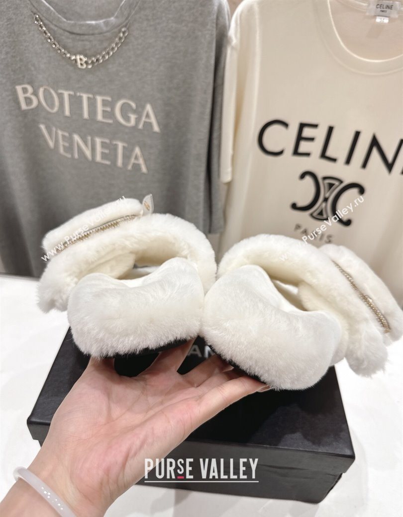 Chanel Wool Flat Slides Sandal with Zip Pouch White 2025 CH090112 (MD-250901119)