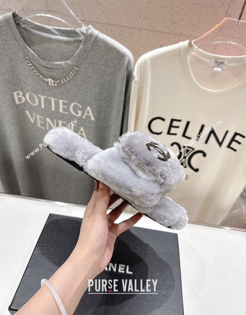 Chanel Wool Flat Slides Sandal with Zip Pouch Grey2 2025 CH090112 (MD-250901122)
