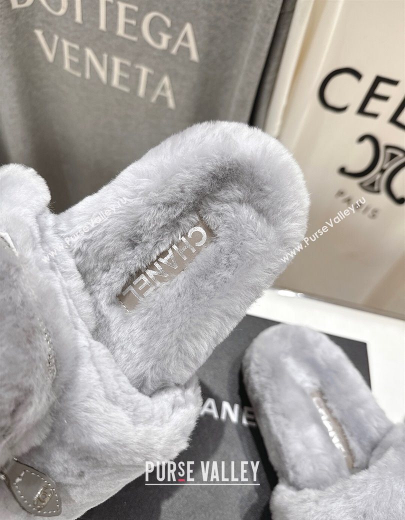 Chanel Wool Flat Slides Sandal with Zip Pouch Grey2 2025 CH090112 (MD-250901122)