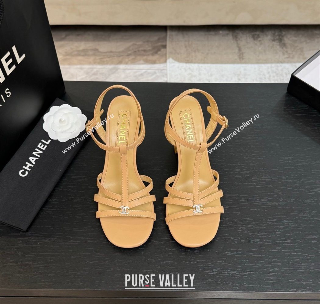 Chanel Lambskin Heel Sandals Beige 2025 CH090113 (MD-250901123)