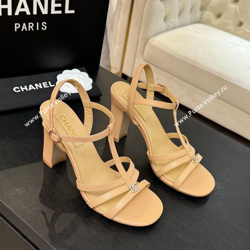 Chanel Lambskin Heel Sandals Beige 2025 CH090113 (MD-250901123)
