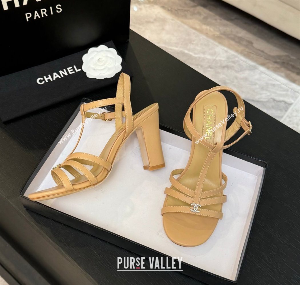 Chanel Lambskin Heel Sandals Beige 2025 CH090113 (MD-250901123)