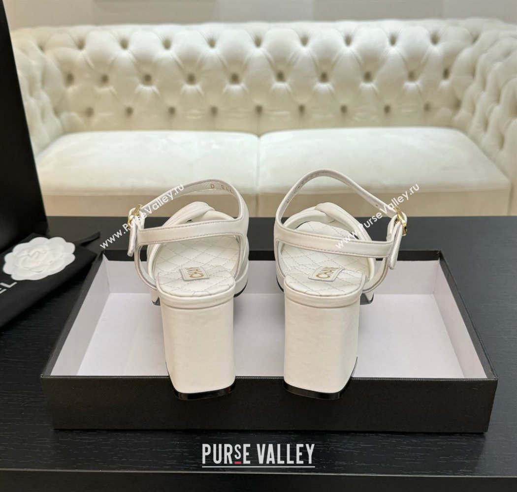 Chanel Knot Lambskin Leather Heel Sandals White 2025 CH090101 (MD-250901028)