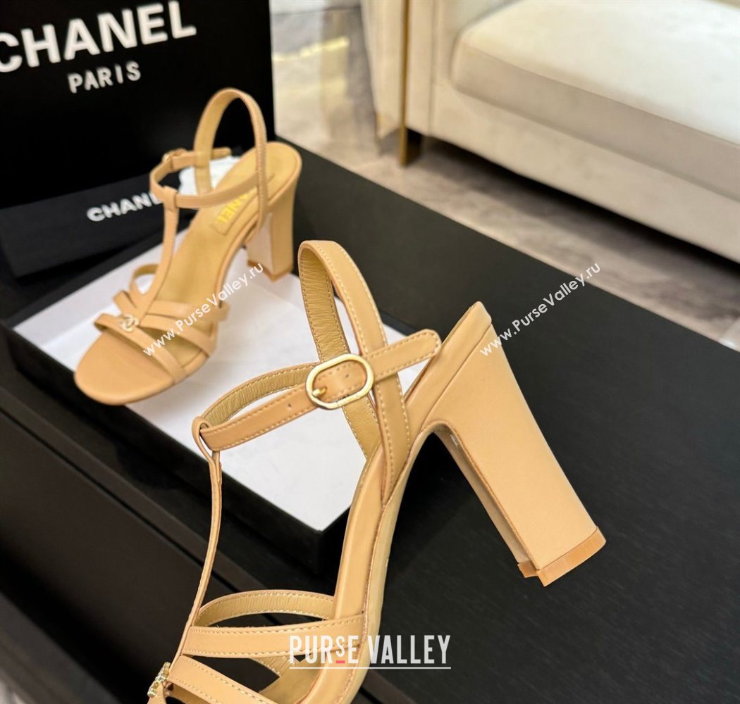 Chanel Lambskin Heel Sandals Beige 2025 CH090113 (MD-250901123)