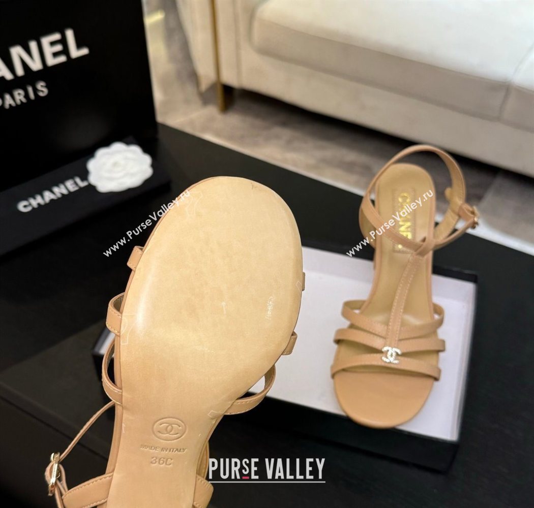 Chanel Lambskin Heel Sandals Beige 2025 CH090113 (MD-250901123)