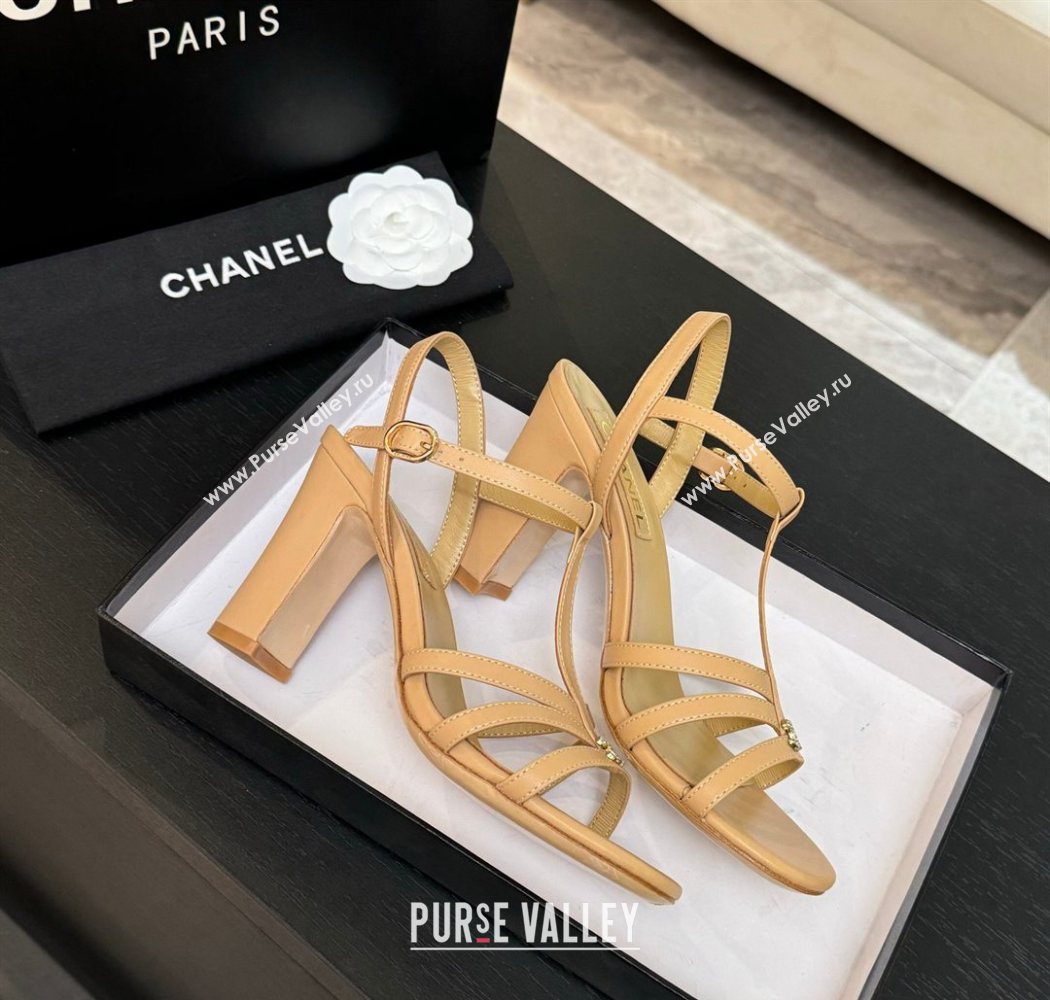 Chanel Lambskin Heel Sandals Beige 2025 CH090113 (MD-250901123)