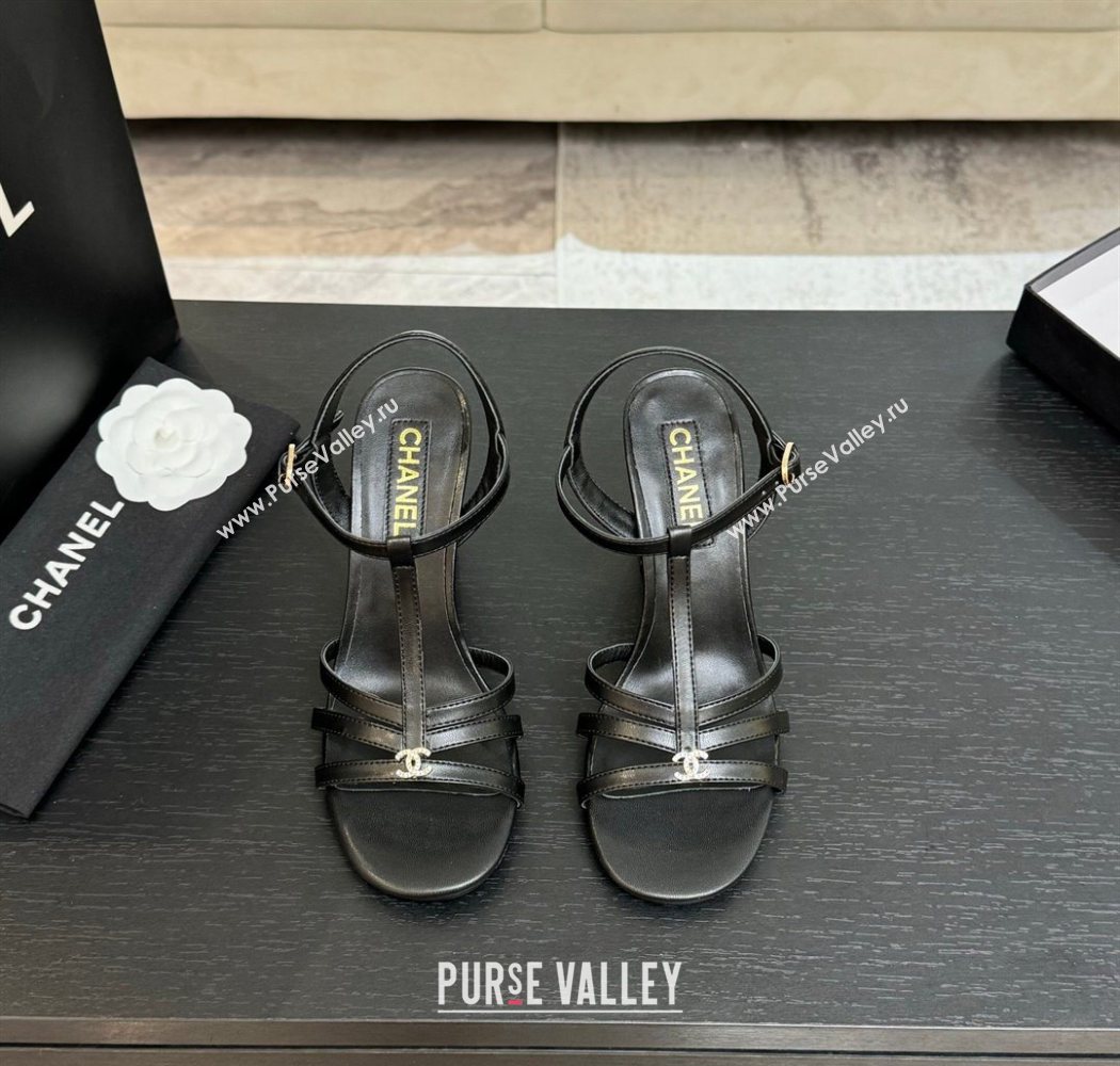 Chanel Lambskin Heel Sandals Black 2025 CH090113 (MD-250901127)