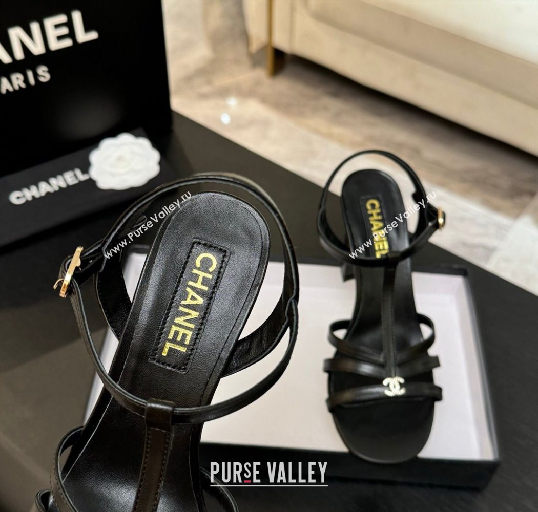 Chanel Lambskin Heel Sandals Black 2025 CH090113 (MD-250901127)