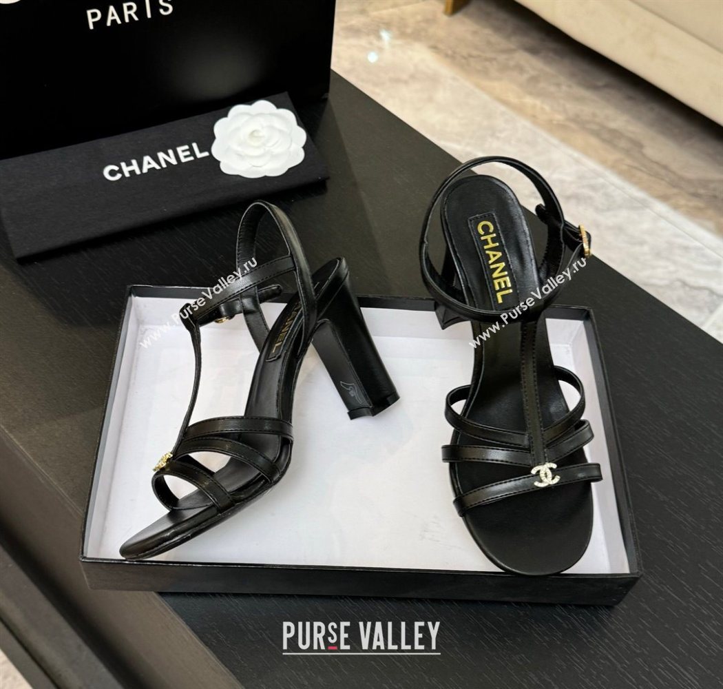 Chanel Lambskin Heel Sandals Black 2025 CH090113 (MD-250901127)