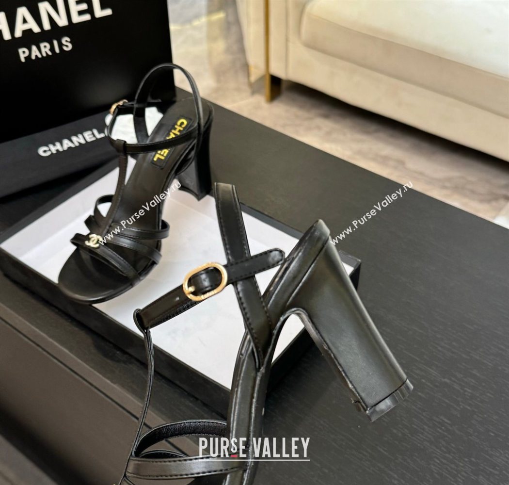 Chanel Lambskin Heel Sandals Black 2025 CH090113 (MD-250901127)