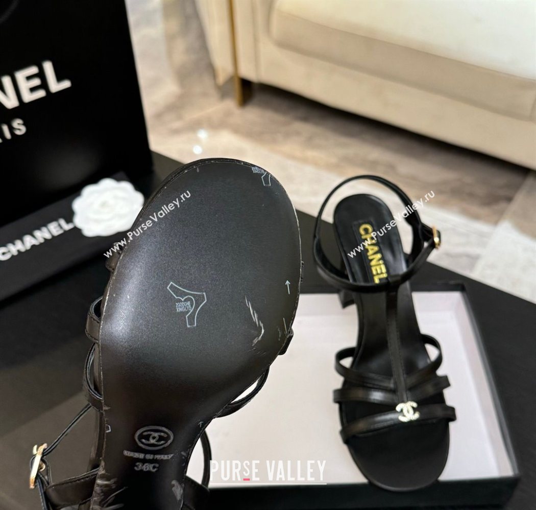 Chanel Lambskin Heel Sandals Black 2025 CH090113 (MD-250901127)