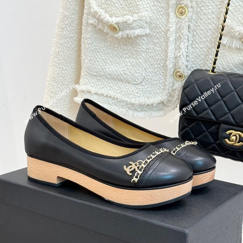Chanel Lambskin Wood-Like Loafers with Chain Black 2025 CH090114 (MD-250901132)