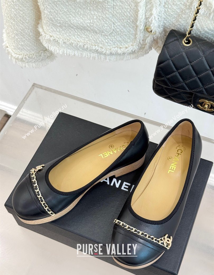 Chanel Lambskin Wood-Like Loafers with Chain Black 2025 CH090114 (MD-250901132)