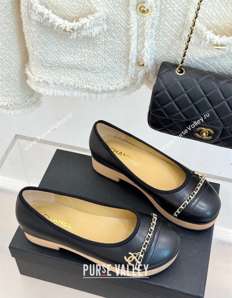 Chanel Lambskin Wood-Like Loafers with Chain Black 2025 CH090114 (MD-250901132)