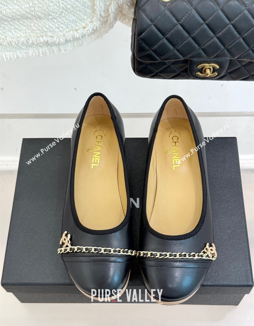 Chanel Lambskin Wood-Like Loafers with Chain Black 2025 CH090114 (MD-250901132)
