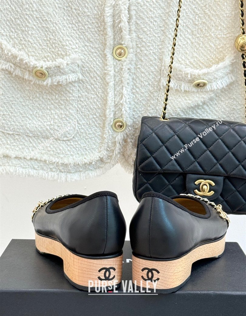 Chanel Lambskin Wood-Like Loafers with Chain Black 2025 CH090114 (MD-250901132)