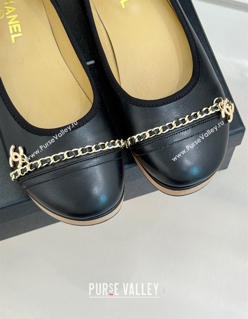 Chanel Lambskin Wood-Like Loafers with Chain Black 2025 CH090114 (MD-250901132)