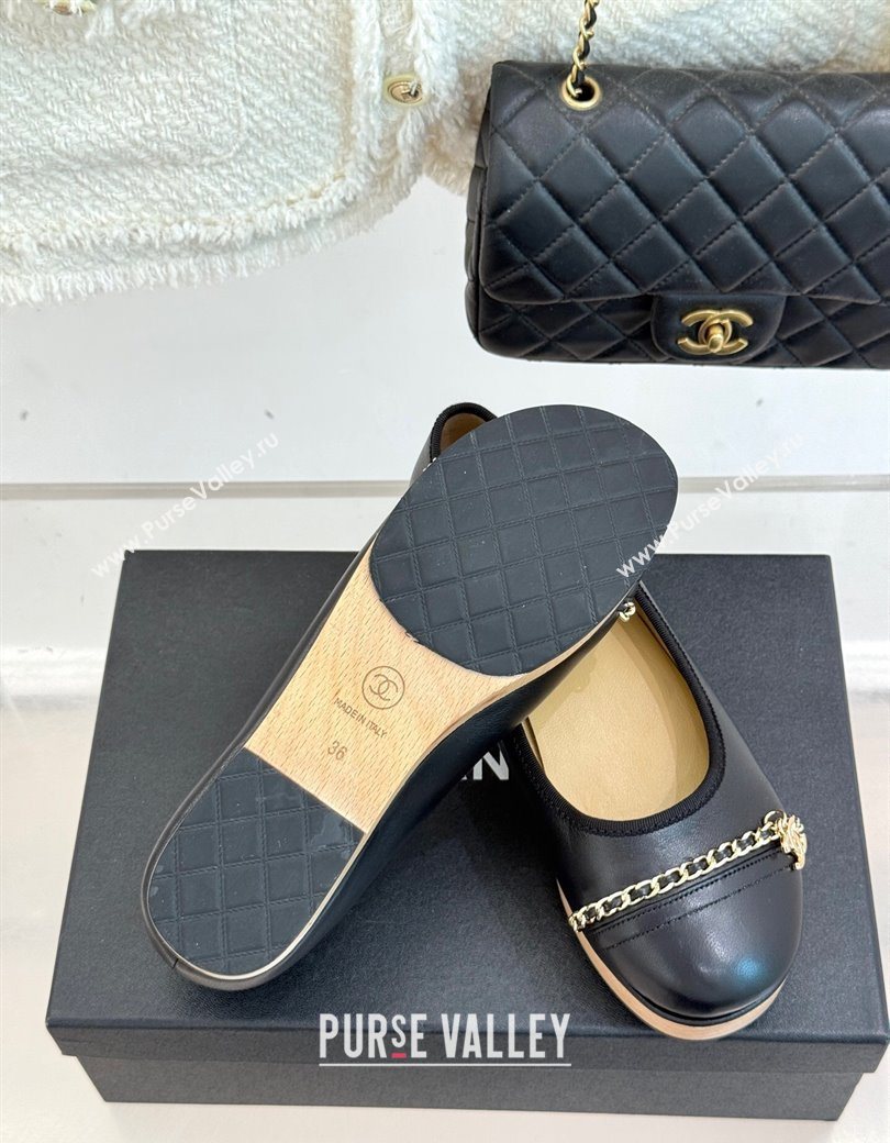 Chanel Lambskin Wood-Like Loafers with Chain Black 2025 CH090114 (MD-250901132)