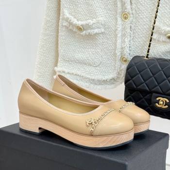 Chanel Lambskin Wood-Like Loafers with Chain Beige 2025 CH090114 (MD-250901134)
