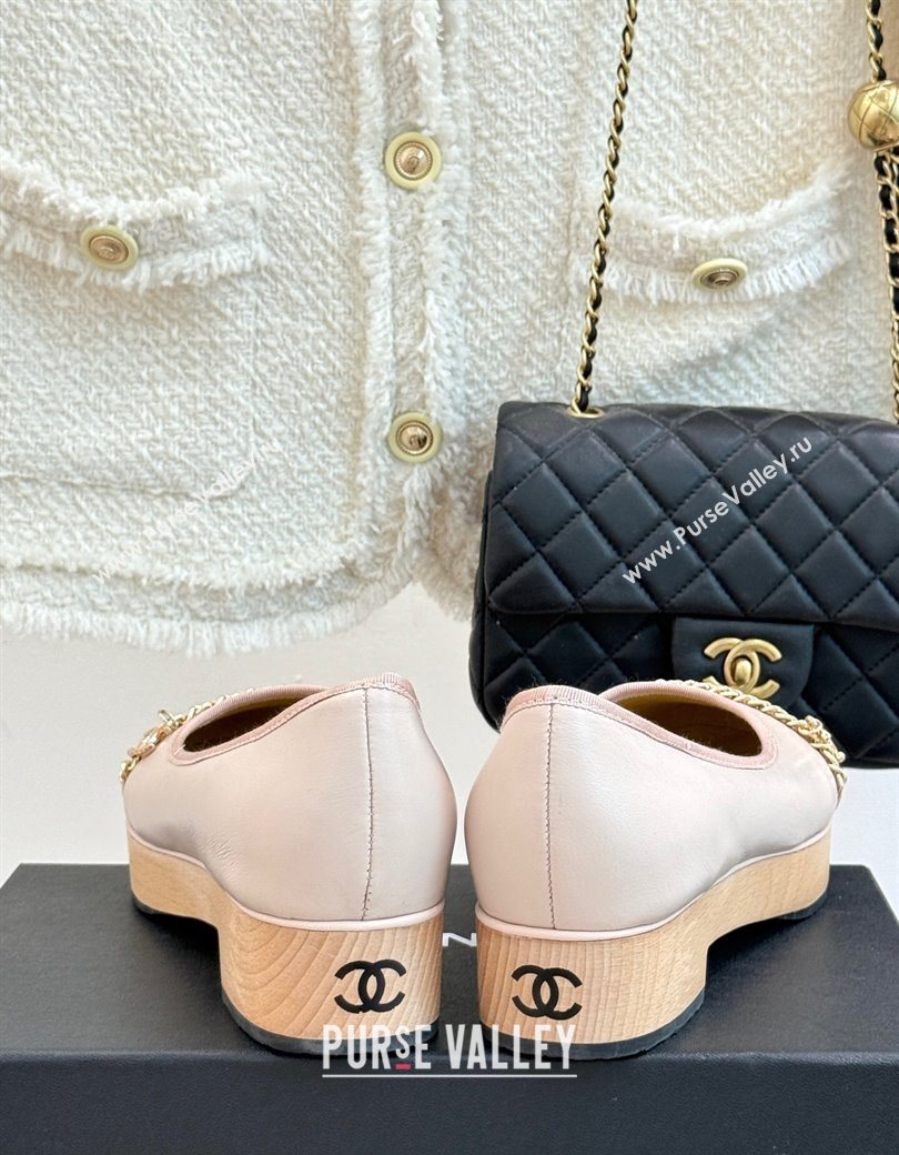 Chanel Lambskin Wood-Like Loafers with Chain Pale Pink 2025 CH090114 (MD-250901135)