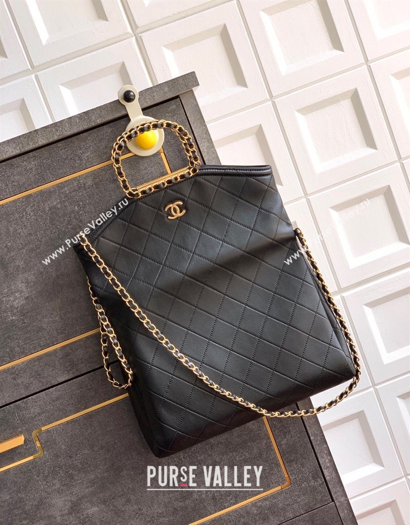 Chanel Quilted Leather Large Flap Handbag Black 2025 CH101001 (yezi-251010011)