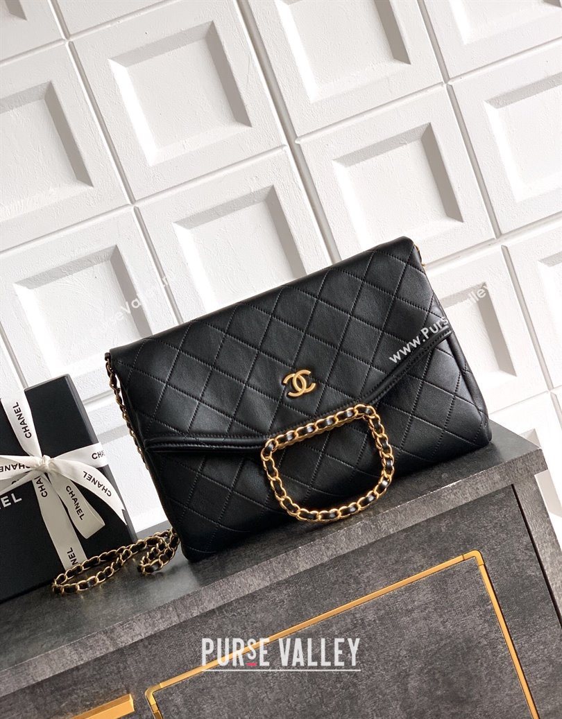 Chanel Quilted Leather Large Flap Handbag Black 2025 CH101001 (yezi-251010011)