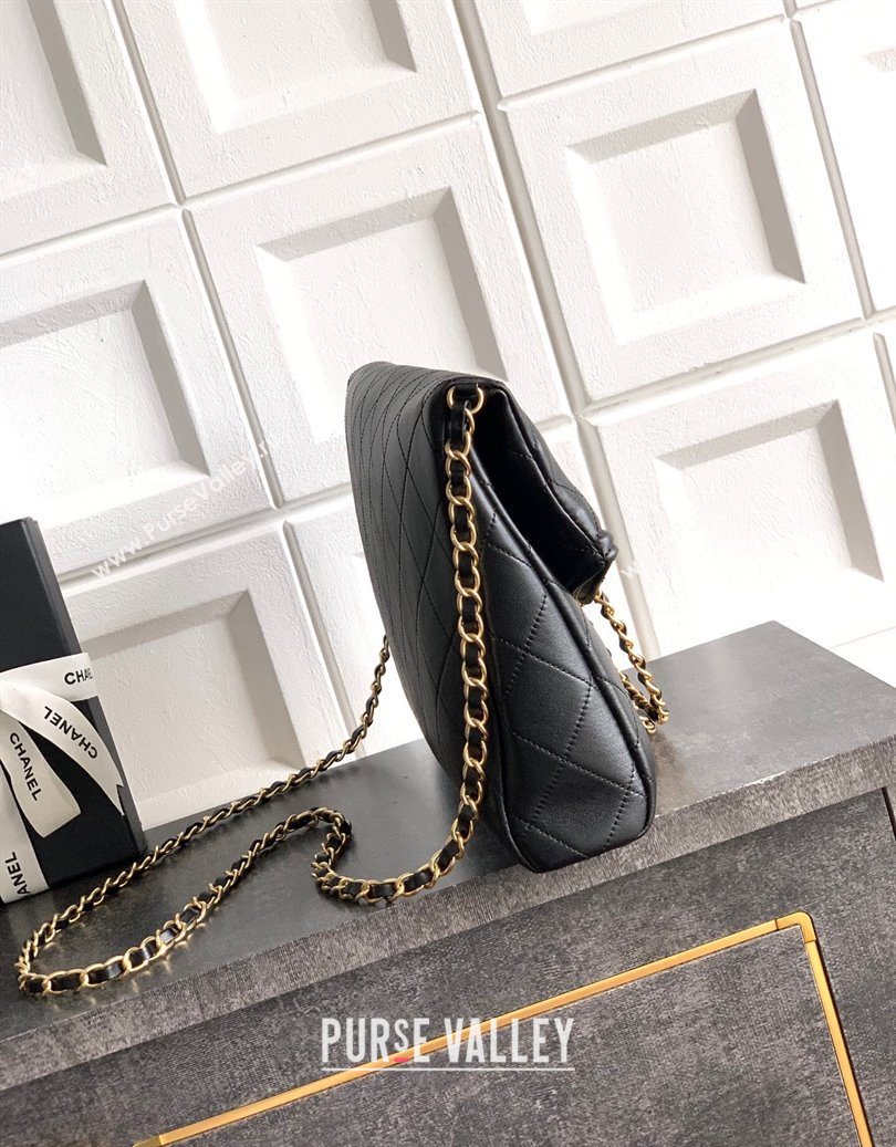 Chanel Quilted Leather Large Flap Handbag Black 2025 CH101001 (yezi-251010011)