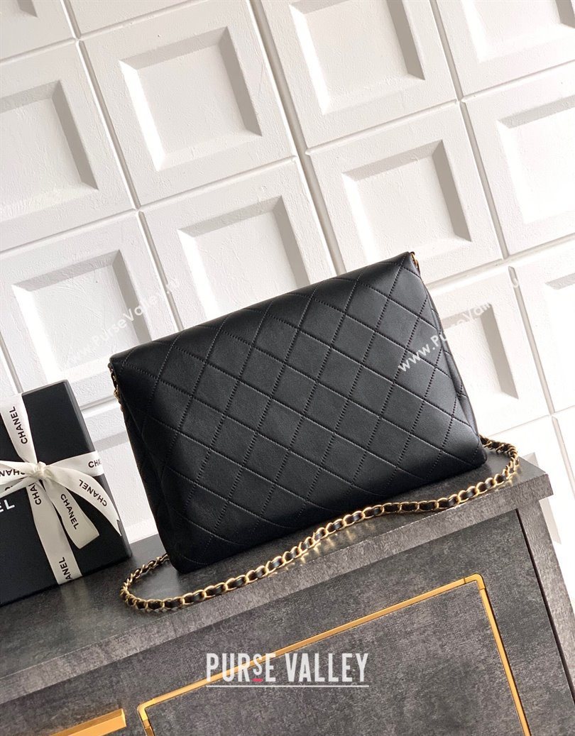 Chanel Quilted Leather Large Flap Handbag Black 2025 CH101001 (yezi-251010011)