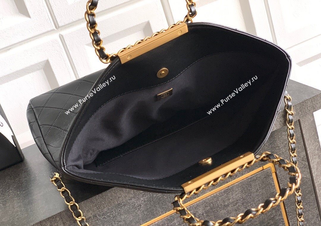 Chanel Quilted Leather Large Flap Handbag Black 2025 CH101001 (yezi-251010011)