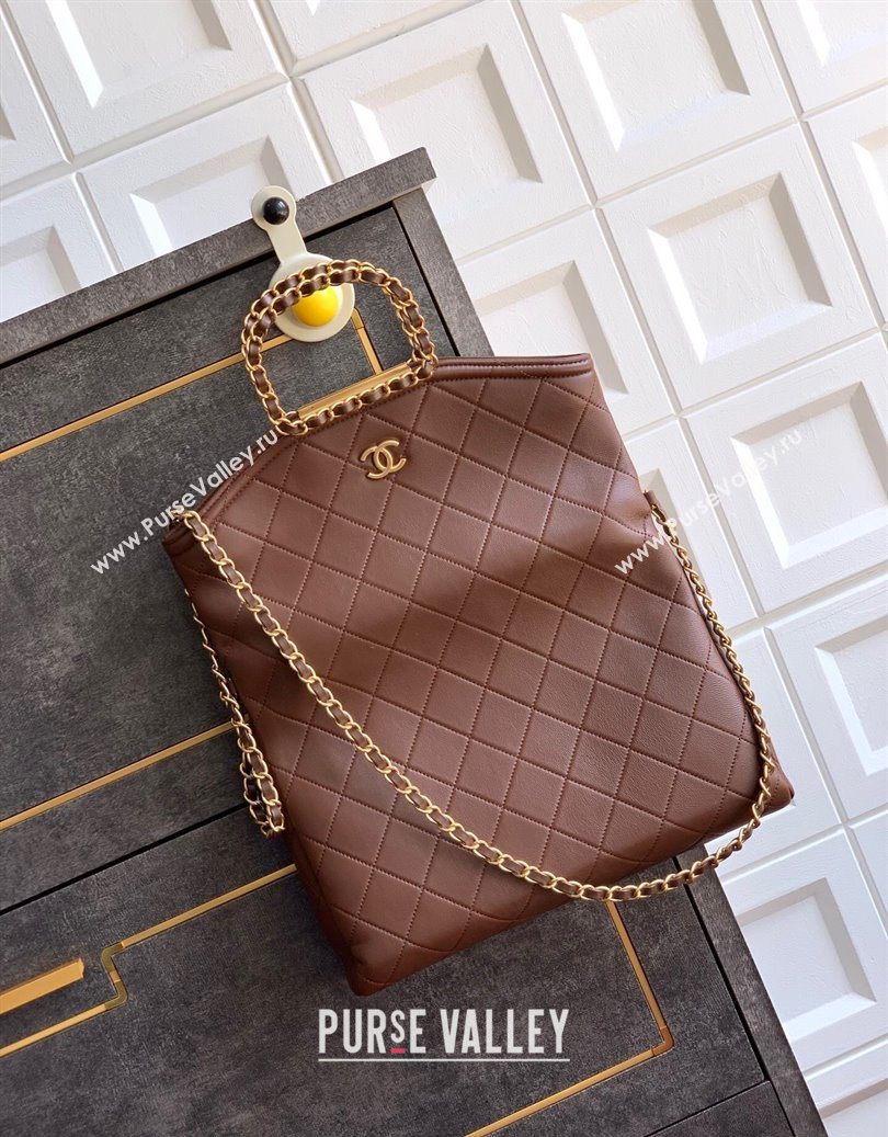 Chanel Quilted Leather Large Flap Handbag Dark Brown 2025 CH101001 (yezi-251010012)