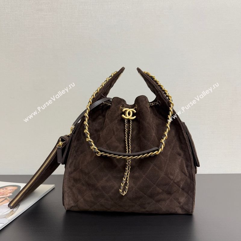 Chanel 25 Suede Medium Handbag AS5311 Dark Brown 2025 1011 (yezi-251011029)