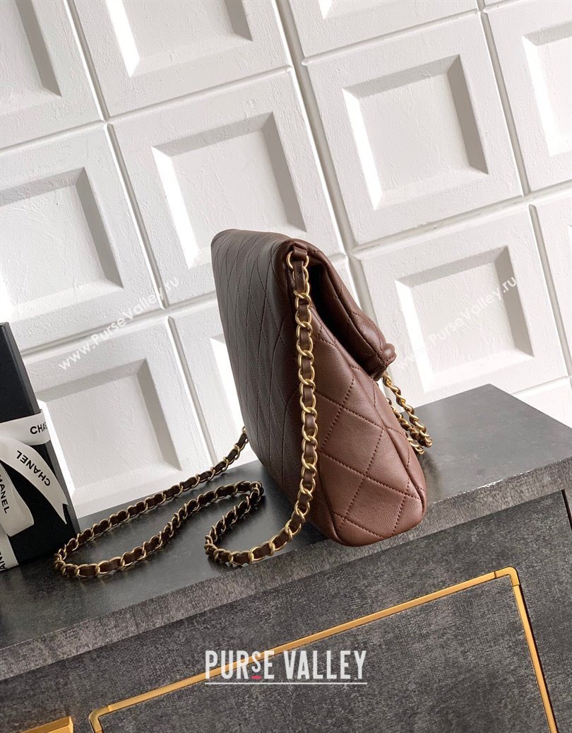 Chanel Quilted Leather Large Flap Handbag Dark Brown 2025 CH101001 (yezi-251010012)