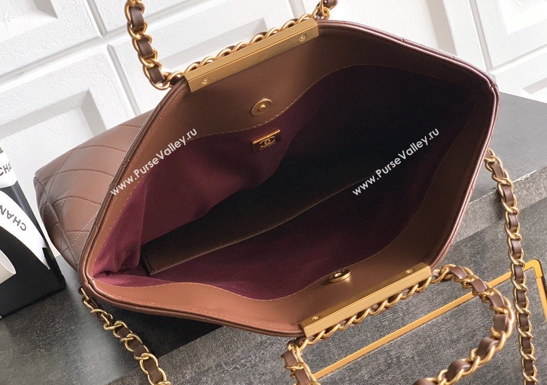 Chanel Quilted Leather Large Flap Handbag Dark Brown 2025 CH101001 (yezi-251010012)