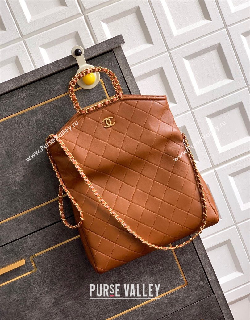 Chanel Quilted Leather Large Flap Handbag Caramel Brown 2025 CH101001 (yezi-251010013)