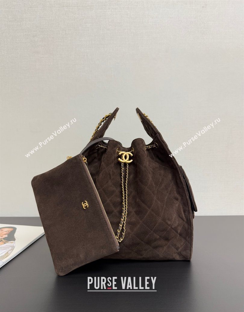 Chanel 25 Suede Medium Handbag AS5311 Dark Brown 2025 1011 (yezi-251011029)