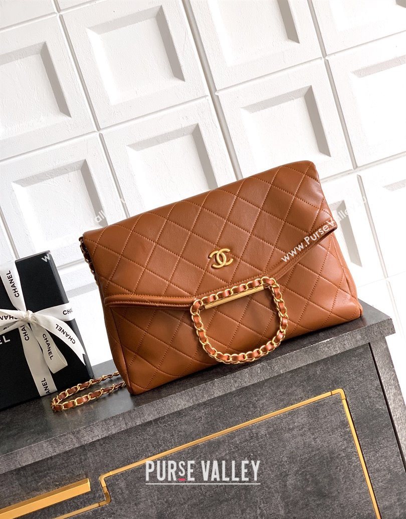 Chanel Quilted Leather Large Flap Handbag Caramel Brown 2025 CH101001 (yezi-251010013)