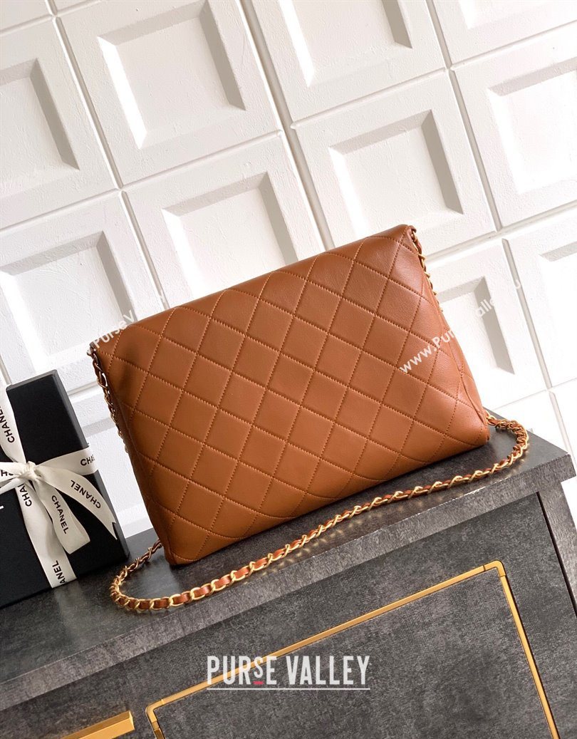 Chanel Quilted Leather Large Flap Handbag Caramel Brown 2025 CH101001 (yezi-251010013)