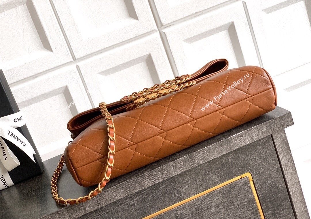 Chanel Quilted Leather Large Flap Handbag Caramel Brown 2025 CH101001 (yezi-251010013)