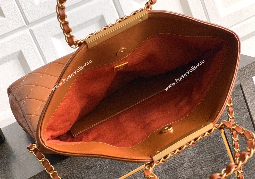 Chanel Quilted Leather Large Flap Handbag Caramel Brown 2025 CH101001 (yezi-251010013)