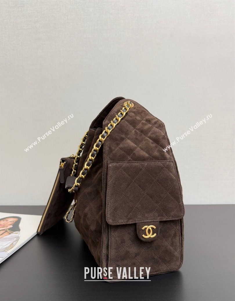 Chanel 25 Suede Medium Handbag AS5311 Dark Brown 2025 1011 (yezi-251011029)