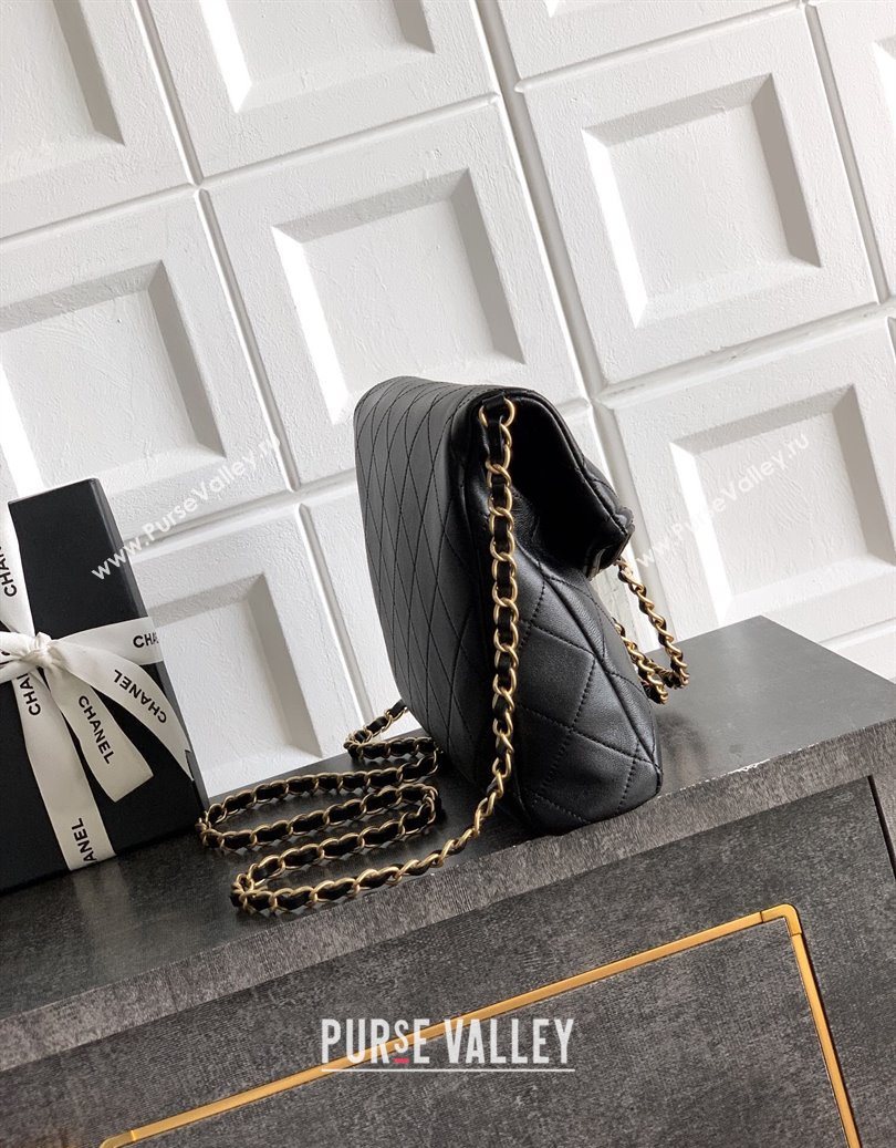 Chanel Quilted Leather Medium Flap Handbag Black 2025 CH101001 (yezi-251010019)